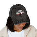 Vintage Embroidered Cap — "100% Unapologetic" Distressed Baseball Hat