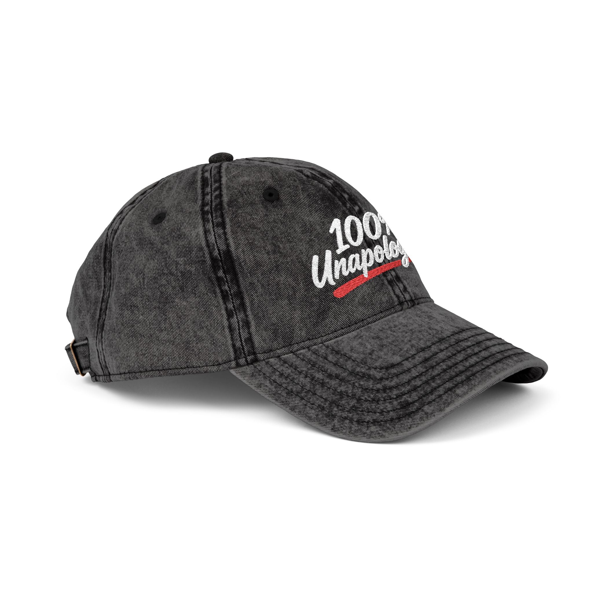 Vintage Embroidered Cap — "100% Unapologetic" Distressed Baseball Hat