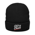 CEO of Chaos Embroidered Ribbed Knit Beanie — Casual Streetwear Winter Hat