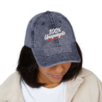 Vintage Embroidered Cap — "100% Unapologetic" Distressed Baseball Hat