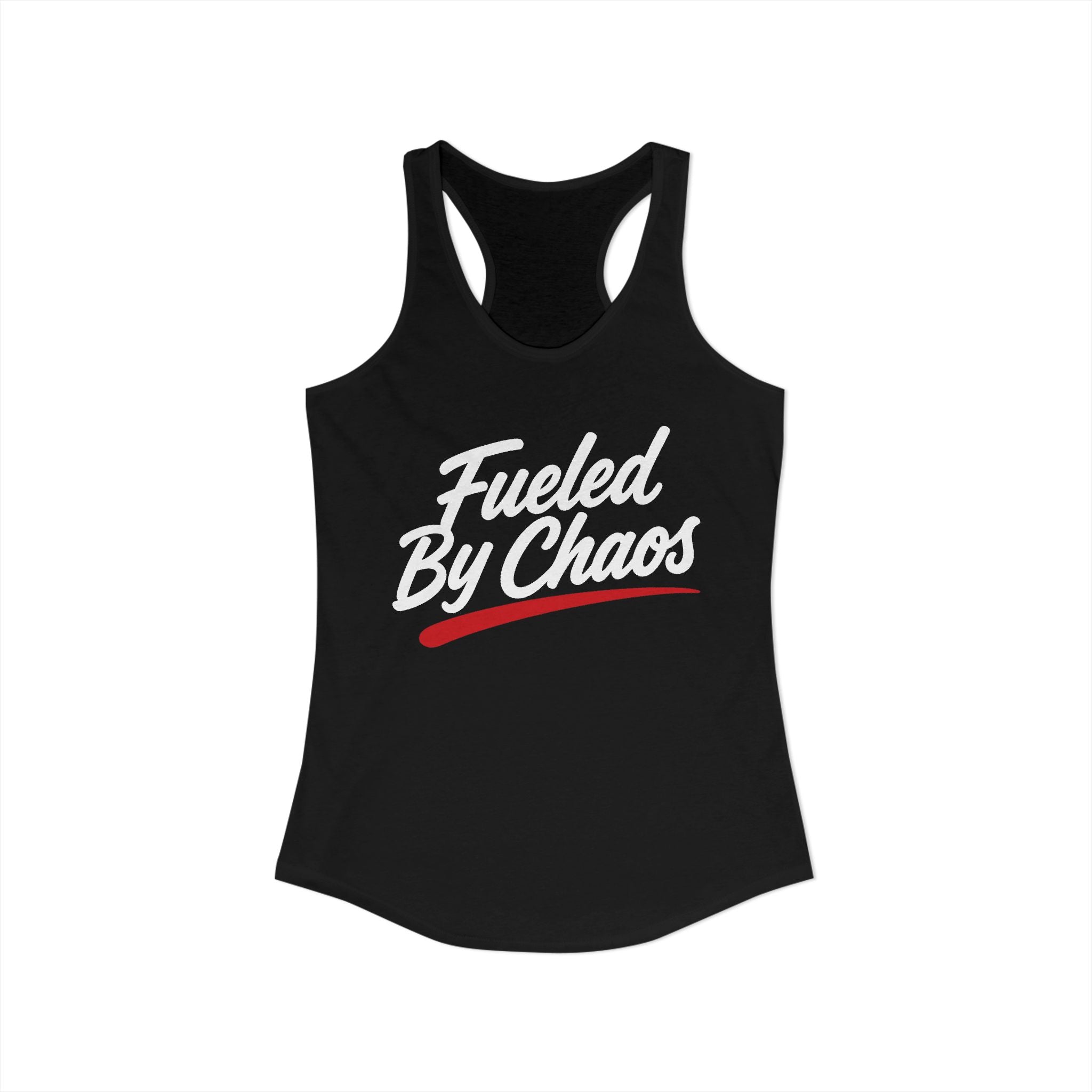Fueled by Chaos Racerback Tank product view 1 – No Filter Daily