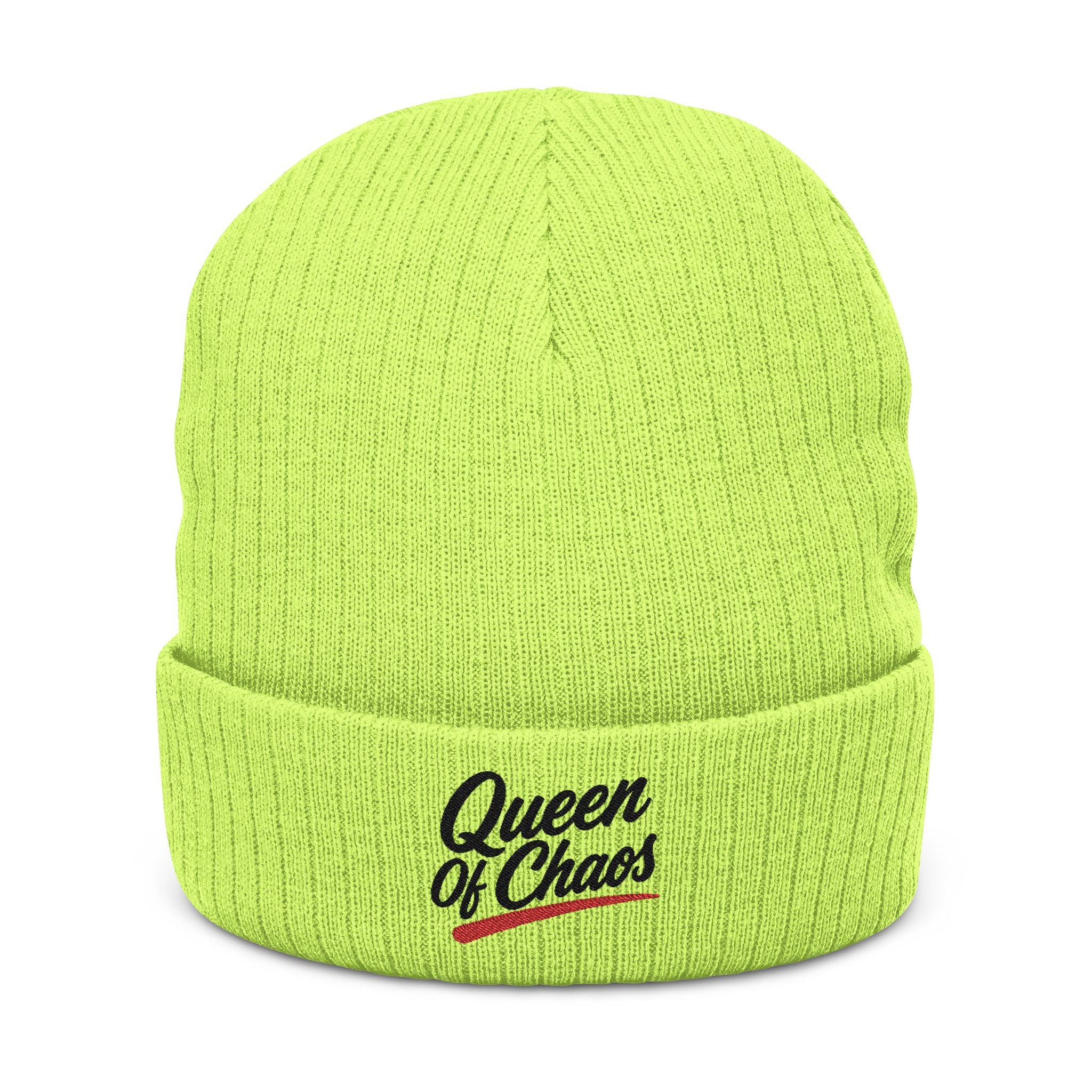 Queen of Chaos Embroidered Ribbed Beanie