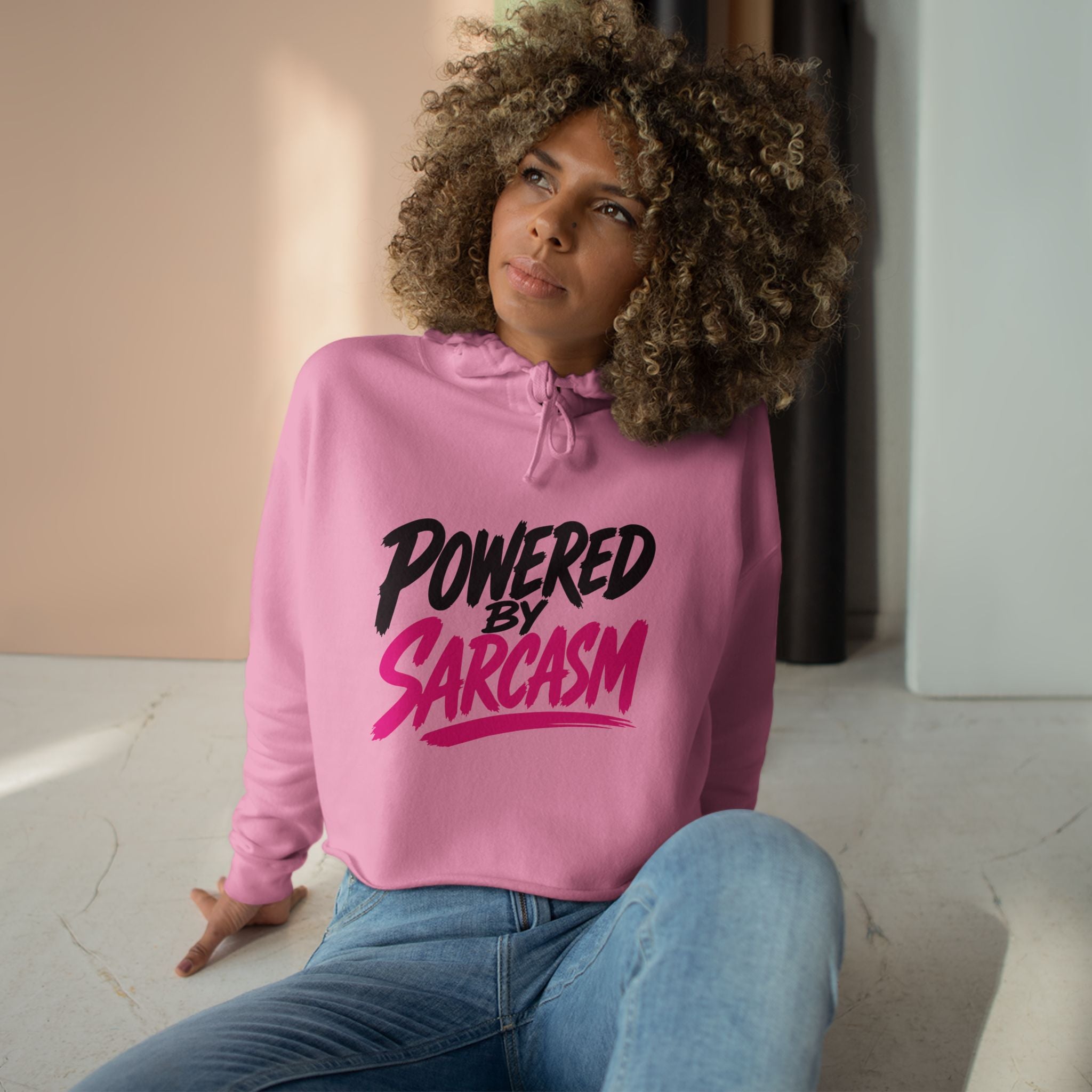 Powered by Sarcasm Crop Hoodie