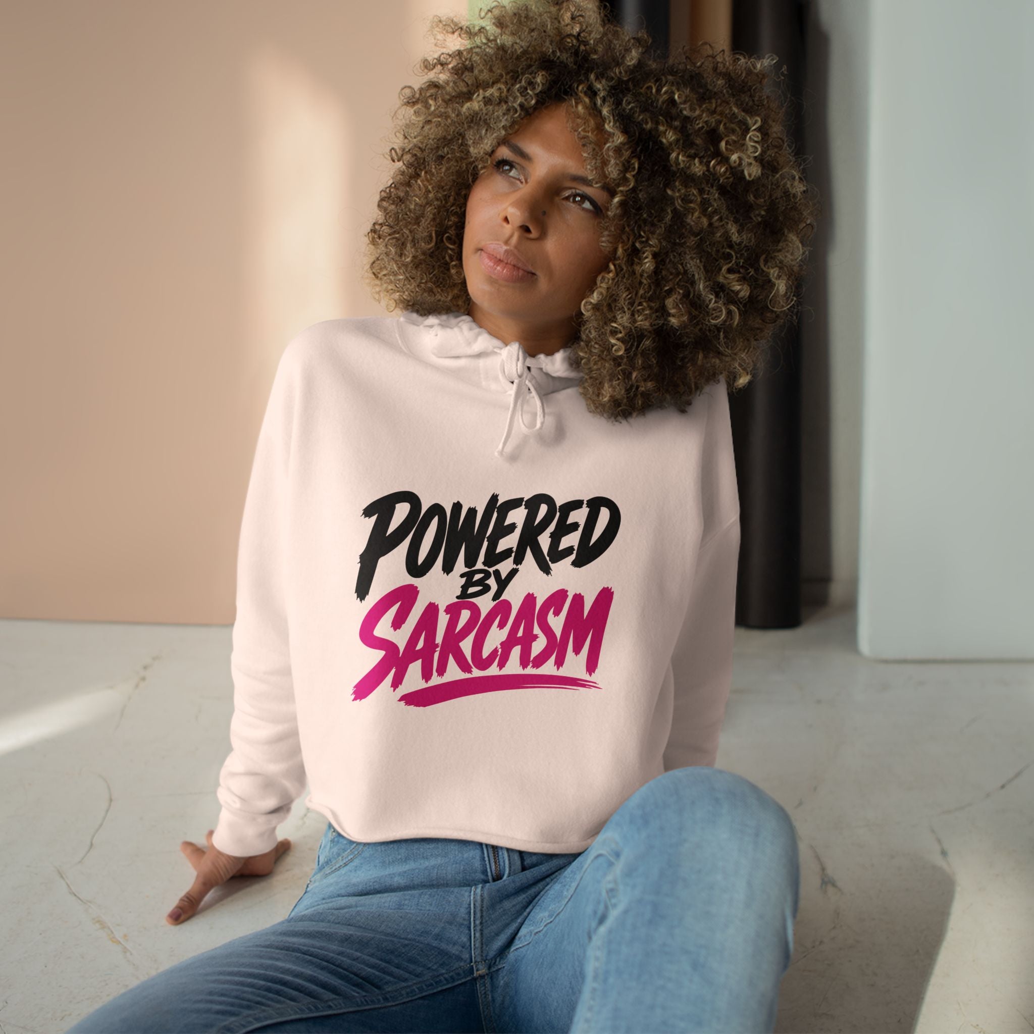 Powered by Sarcasm Crop Hoodie