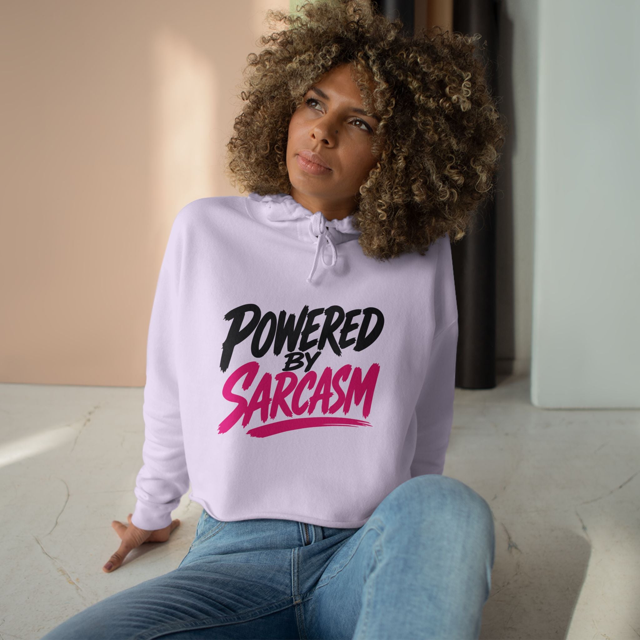 Powered by Sarcasm Crop Hoodie
