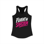 Fluent in Sarcasm Racerback Tank product view 1 – No Filter Daily
