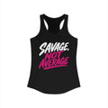 Savage Not Average Pink Script Racerback Tank product view 1 – No Filter Daily