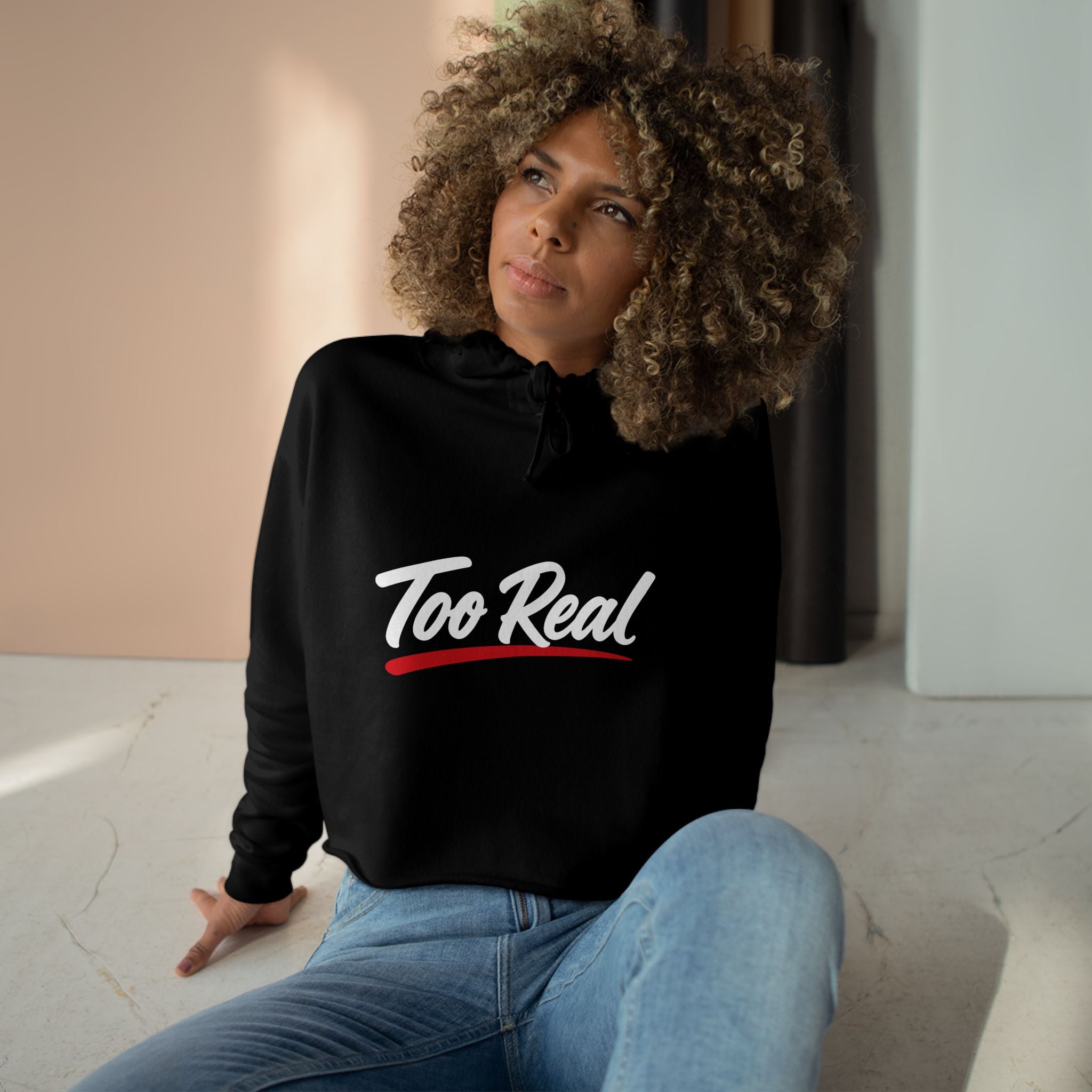 Too Real Crop Hoodie